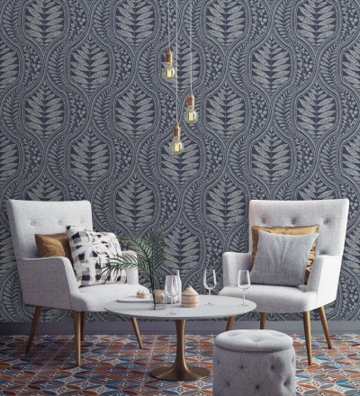 Papel pintado gran damasco con hojas hindú Scandi Palace 680867