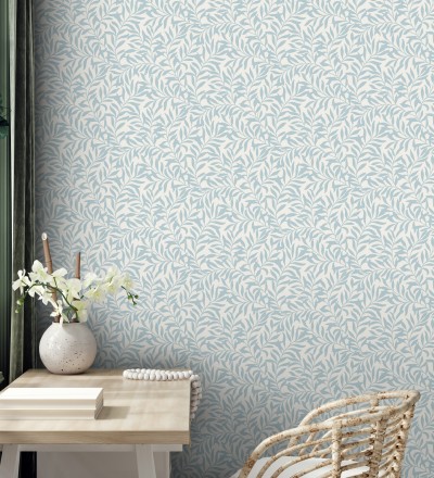 Papel pintado de hojas efecto nacarado fondo mate Didier 681208