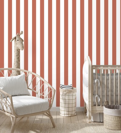 Papel pintado de rayas rojo y blanco Gary Stripes 128392