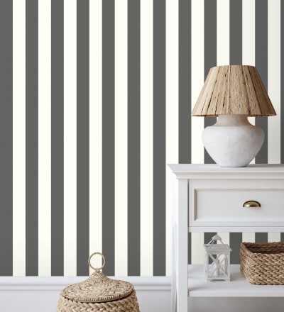 Papel pintado de rayas negra y blanco Gary Stripes 128395