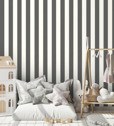 Papel pintado de rayas negra y blanco Gary Stripes 128395
