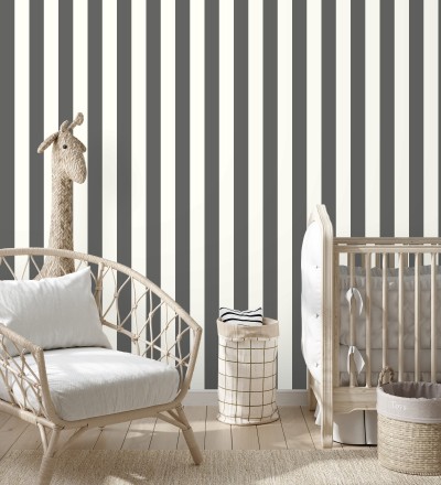Papel pintado de rayas negra y blanco Gary Stripes 128395