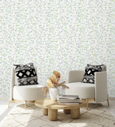 Papel pintado de ramas delgadas y hojas pequeñas Elva Forest 680856