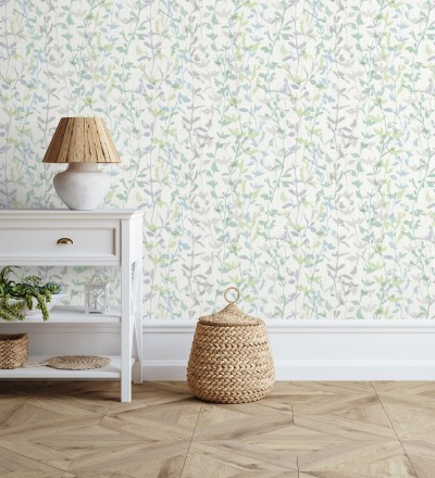 Papel pintado de ramas delgadas y hojas pequeñas Elva Forest 680856