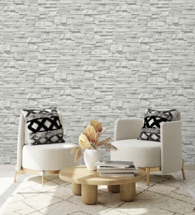 Papel pintado piedra pizarra minimalista gris claro Austin Stone 127673