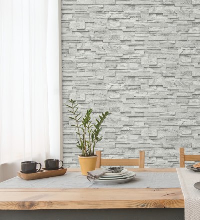 Papel pintado piedra pizarra minimalista gris claro Austin Stone 127673