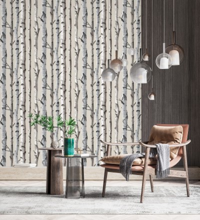 Papel pintado tronco de árboles de estilo nórdico Nordic Forest 680891