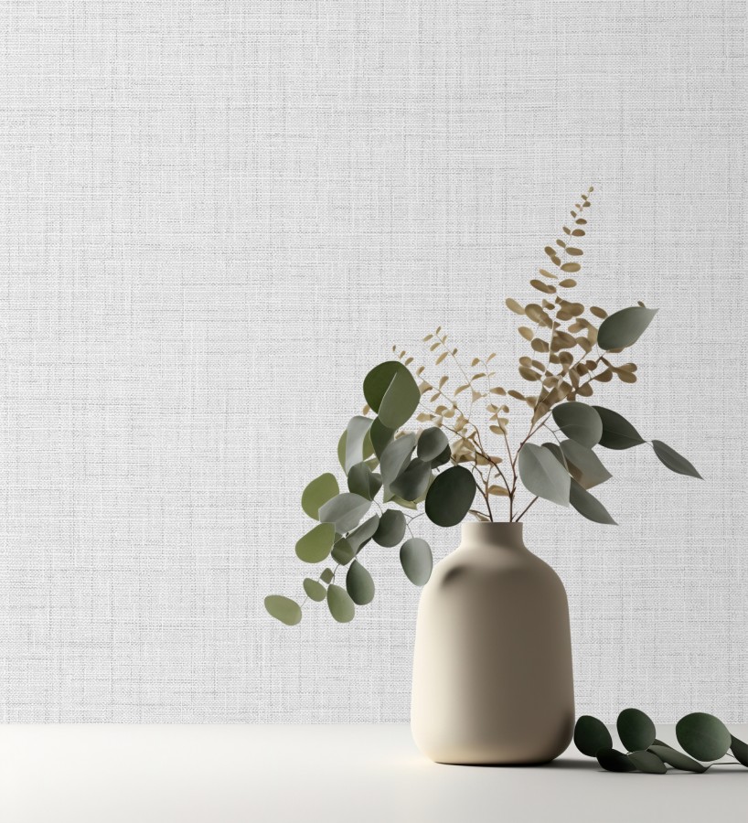 Papel pintado efecto lino fondo gris claro textura en relieve blando  Neville Texture 681276