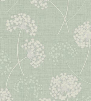 Papel pintado de flores diente de león con estilo nórdico color verde en relieve Liss Dandelion 682367