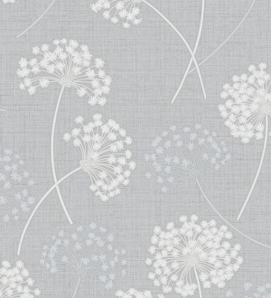 Papel pintado de flores diente de león con estilo nórdico color gris en relieve Liss Dandelion 682369