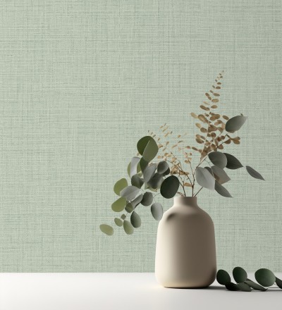 Papel pintado efecto lino fondo verde textura en relieve blando Neville Texture 682371