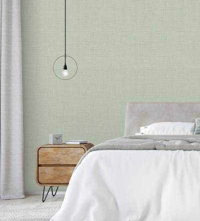 Papel pintado efecto lino fondo verde textura en relieve blando Neville Texture 682371