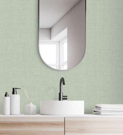 Papel pintado efecto lino fondo verde textura en relieve blando Neville Texture 682371