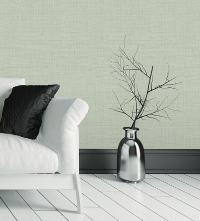 Papel pintado efecto lino fondo verde textura en relieve blando Neville Texture 682371