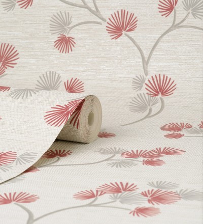 Papel pintado de flores japonesas rojas Evolet Garden 682376