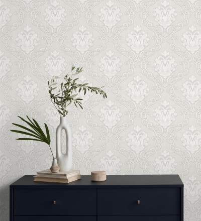 Papel pintado de damascos victorianos en relieve con estilo neobarroco Adamo 682402