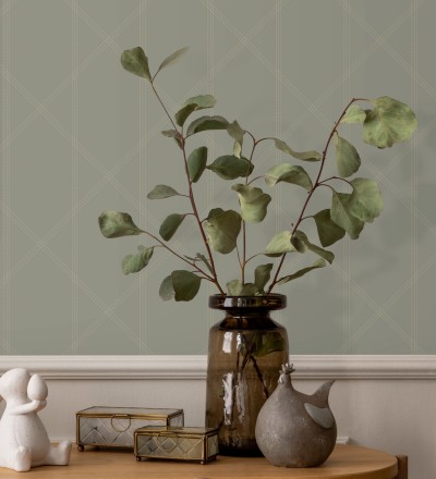 Papel pintado de rombos imitación tela cosida Derek 682415