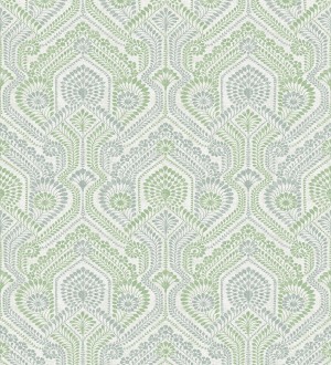 Papel pintado damascos estilo étnico verde y gris Qatari Princess 682420