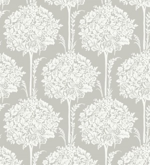Papel pintado de ramos de flores diseño romántico fondo color gris claro Sarah Eden 682431