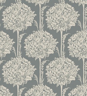 Papel pintado de ramos de flores diseño romántico fondo color gris oscuro Sarah Eden 682433