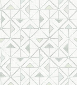 Papel pintado geométrico de tríangulos y diamantes de estilo moderno minimalista color verde Dexter 682440