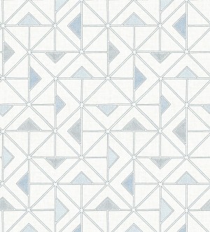 Papel pintado geométrico de tríangulos y diamantes de estilo moderno minimalista color azul Dexter 682441
