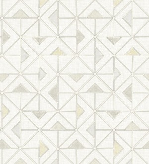 Papel pintado geométrico de tríangulos y diamantes de estilo moderno minimalista color beige Dexter 682442