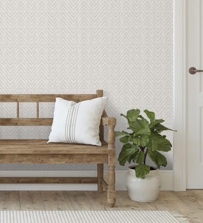 Papel pintado de espigas efecto fibra vegetal tonos malva claro Mumbai Wide 682454
