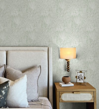 Papel pintado de selva tropical con hojas fondo verde claro Jacaranda 682474
