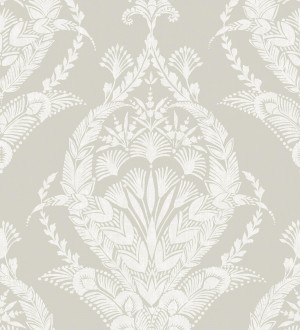 Papel pintado ornamental estilo inglés color gris claro Aruna 682489