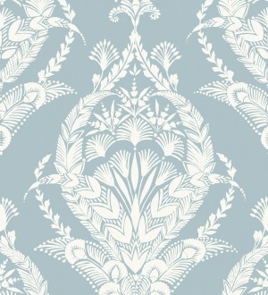 Papel pintado ornamental estilo inglés color azul claro Aruna 682490