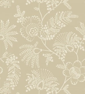 Papel pintado de flores estilo étnico fondo beige Mirelle 682496