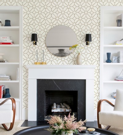 Papel pintado de celosía beige tostado estilo boho Mosset 682500