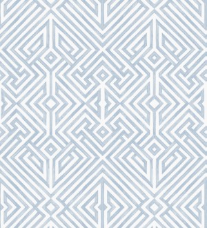 Papel pintado geométrico de líneas azules con diseño art déco Akarus 682518