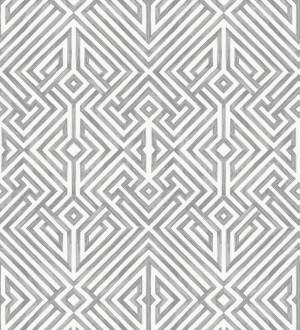 Papel pintado geométrico de líneas grises con diseño art déco Akarus 682525