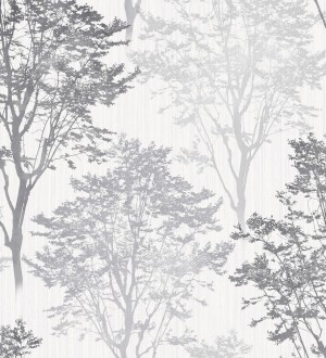 Papel pintado de árboles tonos grises y plata Gilson Grove 682532