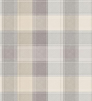 Papel pintado de cuadros escoceses efecto tela tartán tonos beige Roslin Tartan 682540