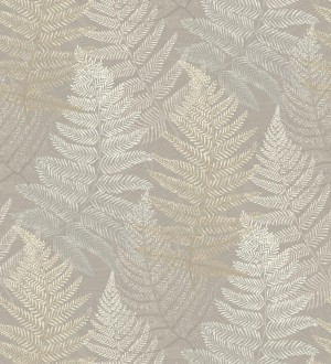 Papel pintado hojas de helecho fondo gris cálido Jasper Foliage 682561