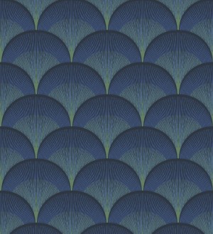 Papel pintado geométrico Art déco color azul y verde Aiden Nouveau 682580
