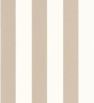 Papel pintado de rayas color marrón claro y blanco imitando al tejido de lino Garbo Stripes 682605