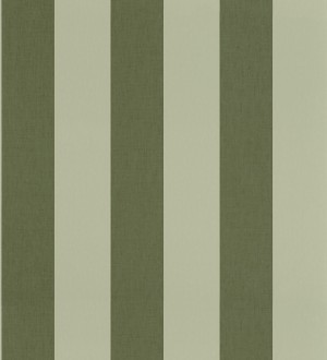 Papel pintado de rayas tonos verde hoja imitando al tejido de lino Garbo Stripes 682612