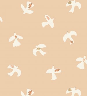 Papel pintado de pájaros fondo beige Liberty Bird 682651