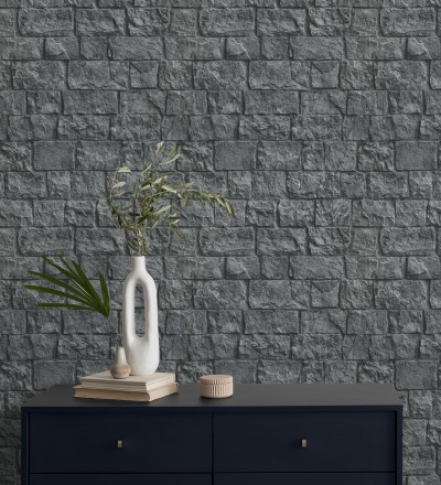 Papel pintado muro de ladrillos en piedra natural con textura Zion Fortress 682654