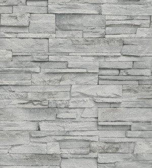 Papel pintado de piedra pizarra gris con relieve Dakota Stone 682660