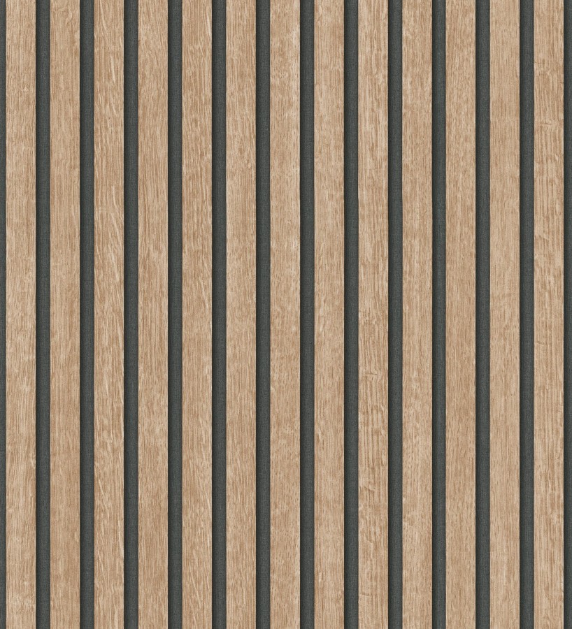 Papel pintado de listones de madera natural imitando el diseño de