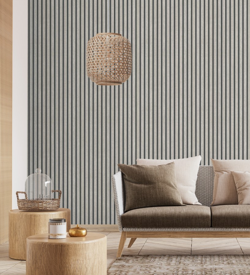 Papel Pintado De Listones De Madera Gris Imitando El Dise o De 