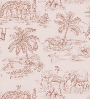Papel pintado infantil de diseño toile de jouy con dibujo de animales en la selva tropical Serengeti Live 682667