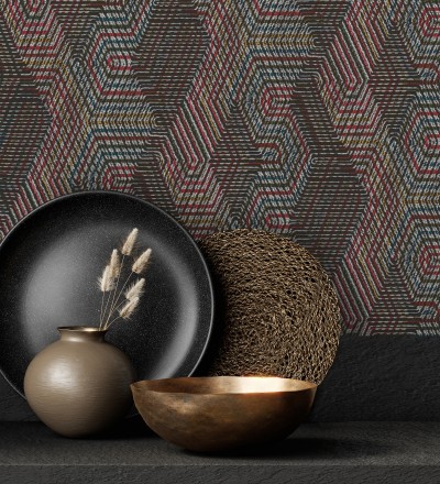 Papel pintado geométrico de tela africana Maiba 682703