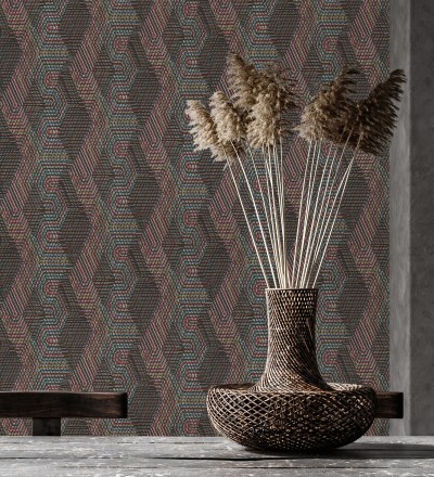 Papel pintado geométrico de tela africana Maiba 682703