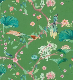 Papel pintado de pájaros y flores estilo japonés Ren Saku 682715